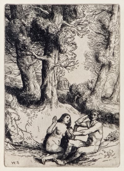 Adam Rejects the Condolement of Eve from Paradise Lost by John Milton, Illustration by William Strang by William Strang